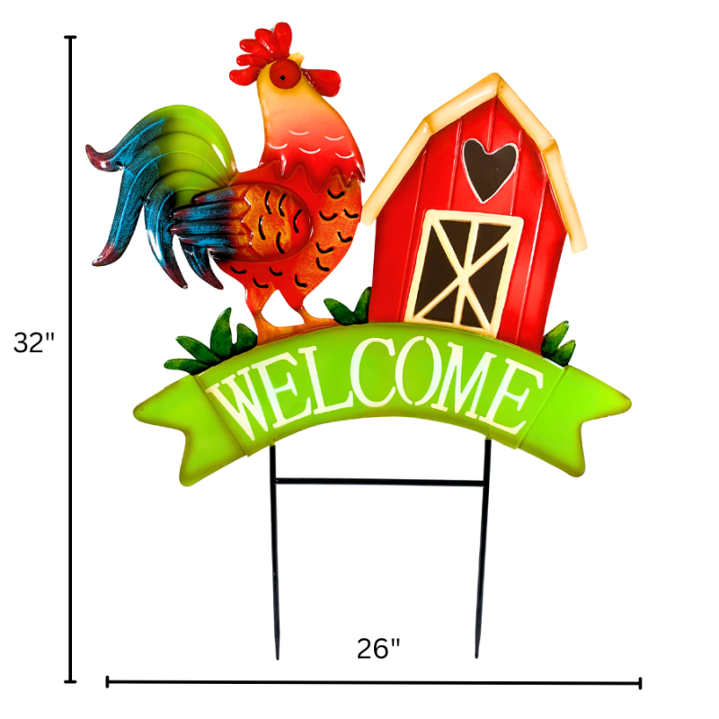 32" Welcome Farm Metal Yard Stake