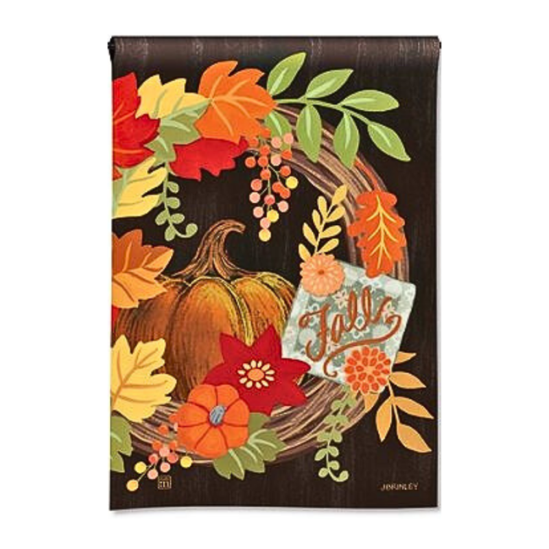 Grapevine Wreath Garden Flag