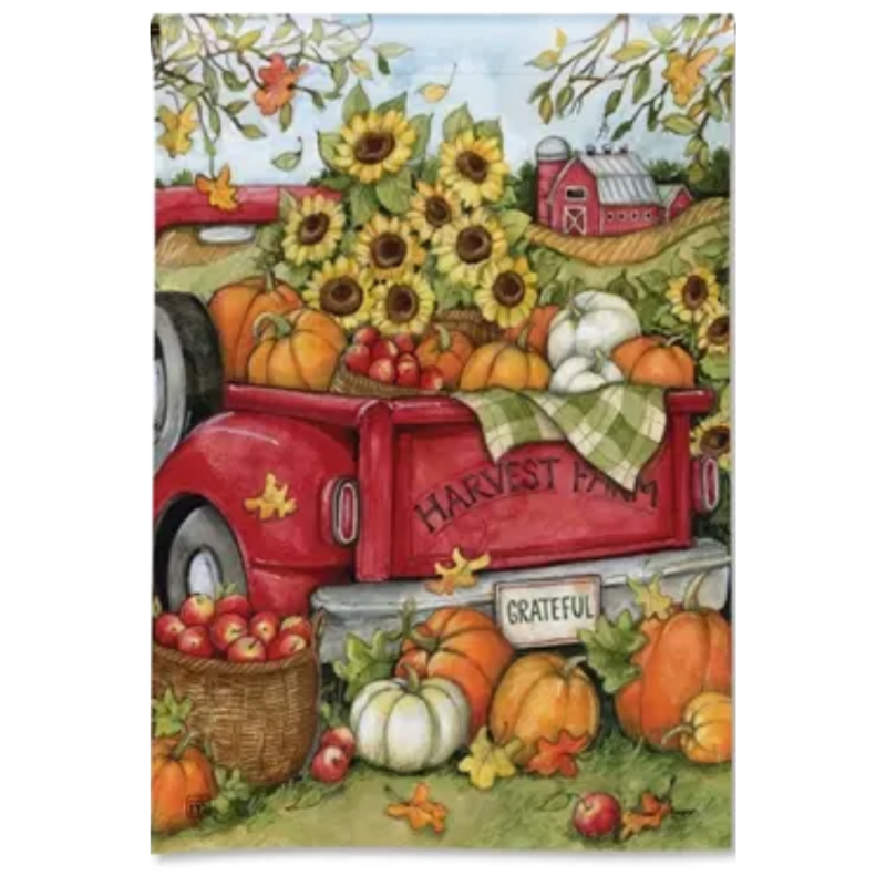 Harvest Farm Truck Garden Flag