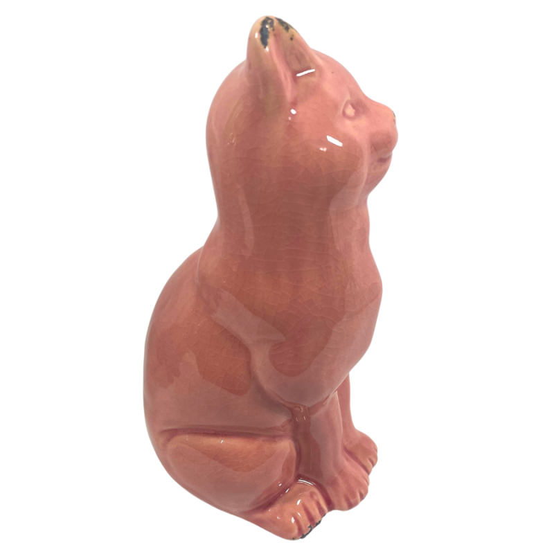 8" Pink Cermaic Cat Figurine