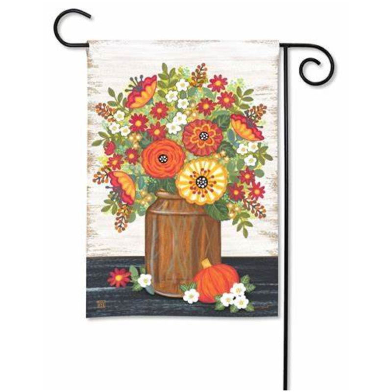 Rustic Fall Flowers Garden Flag