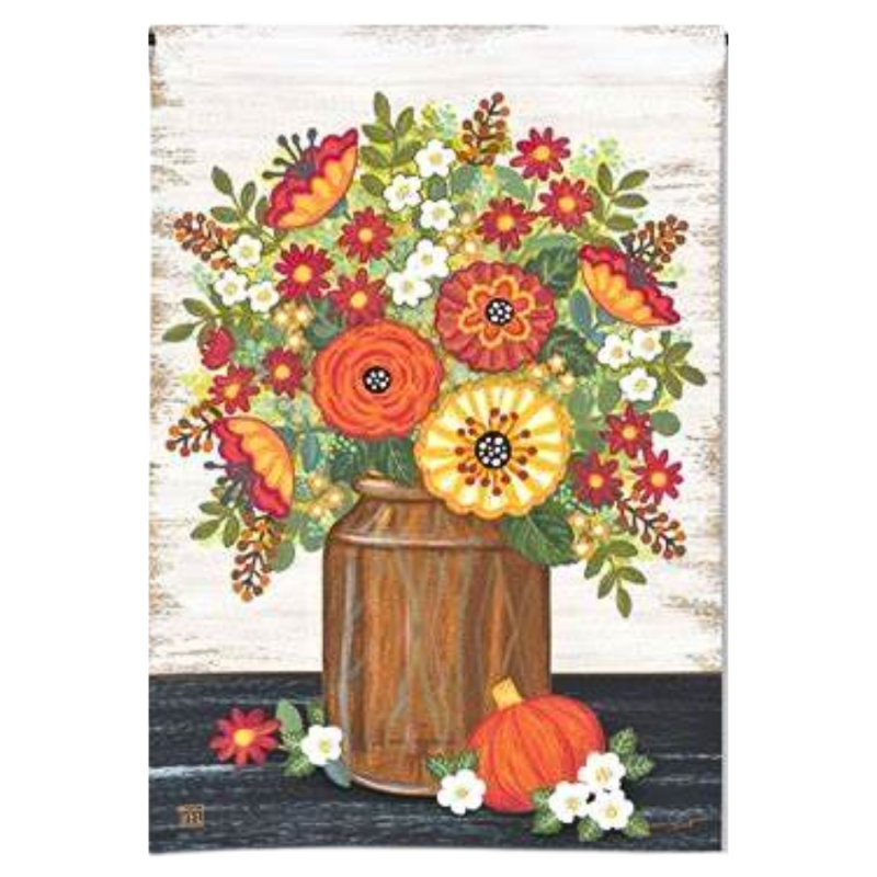 Rustic Fall Flowers Garden Flag