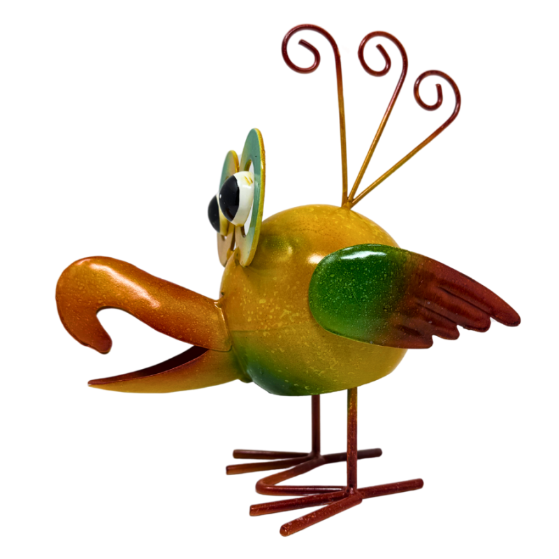 8" Metal Bobble Baby Bird- Yellow & Green