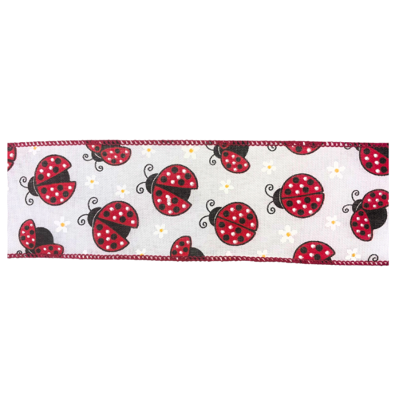 2.5" x 10yd Ladybug & Daisies Ribbon