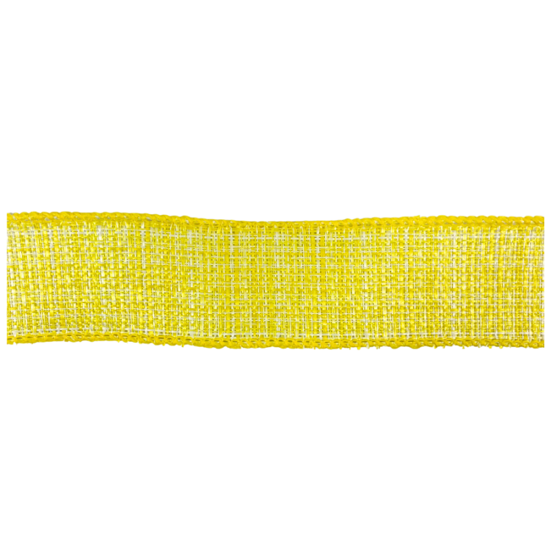 1.5" x 10yd Yellow & White Canvas Ribbon