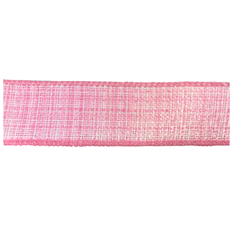 1.5" x 10yd Pink & White Canvas Ribbon