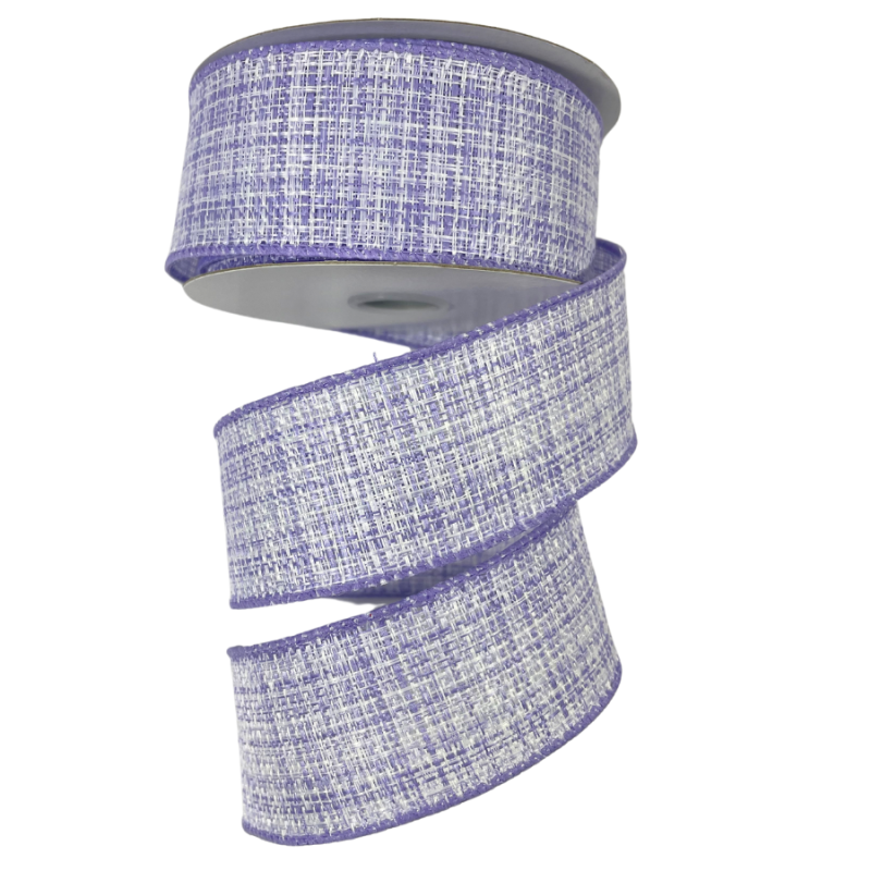 1.5" x 10yd Lavender & White Canvas Ribbon