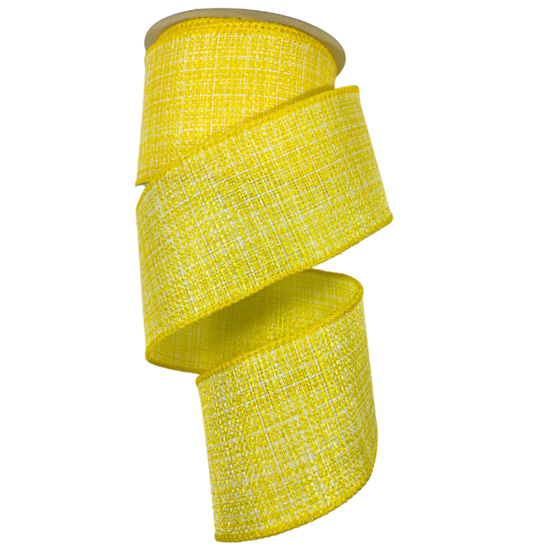 2.5" x 10yd Yellow & White Canvas Ribbon