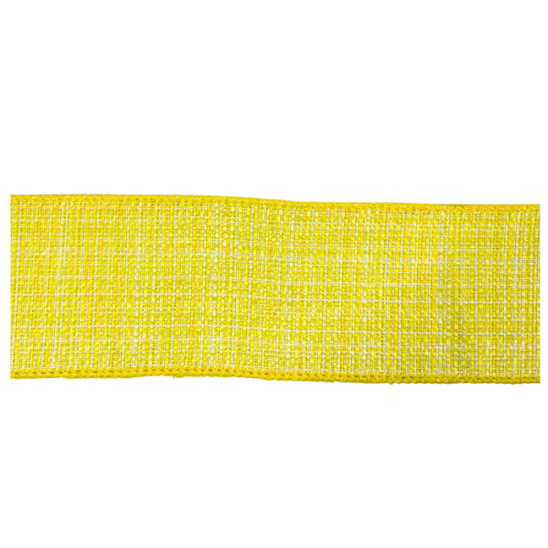 2.5" x 10yd Yellow & White Canvas Ribbon