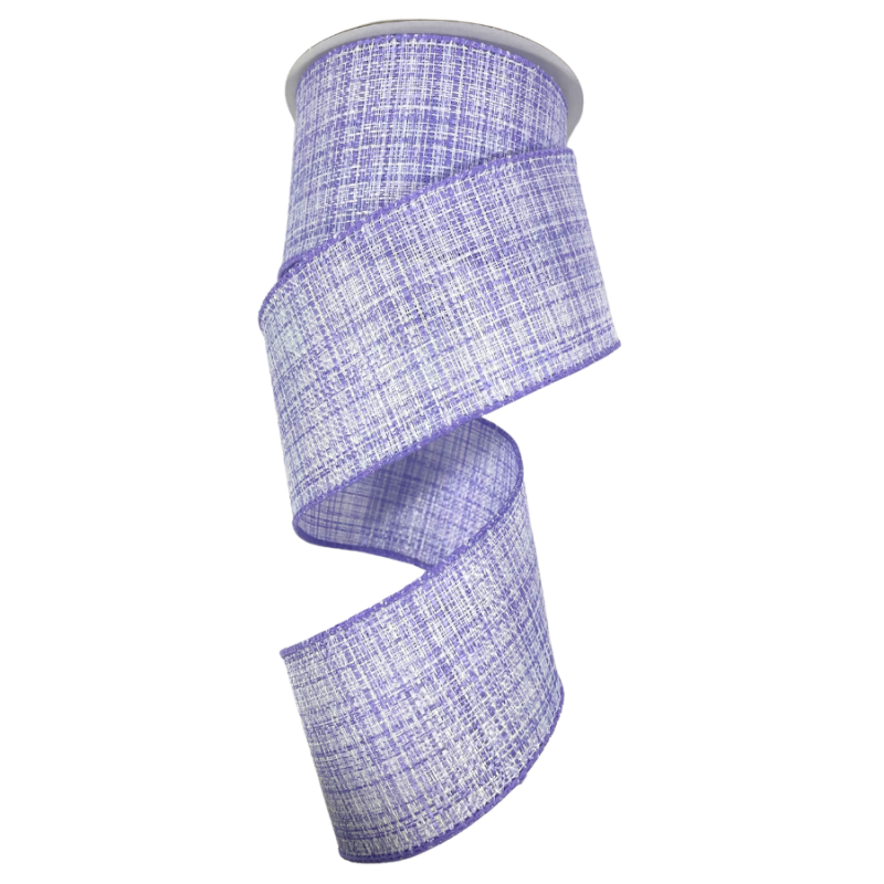 2.5" x 10yd Lavender & White Canvas Ribbon