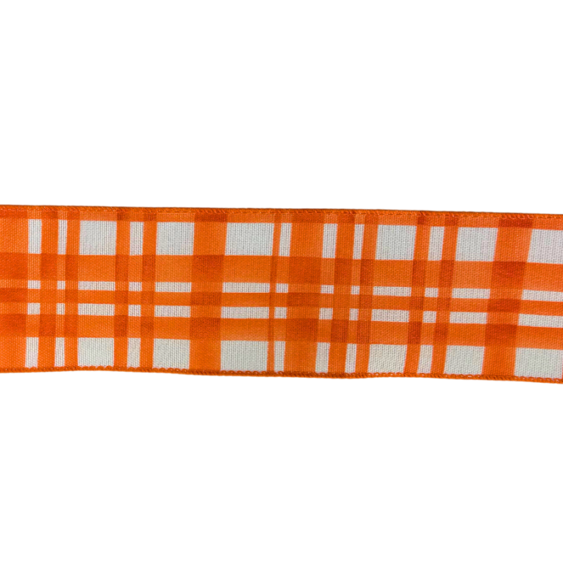 2.5" x 10yd Orange Plaid Ribbon