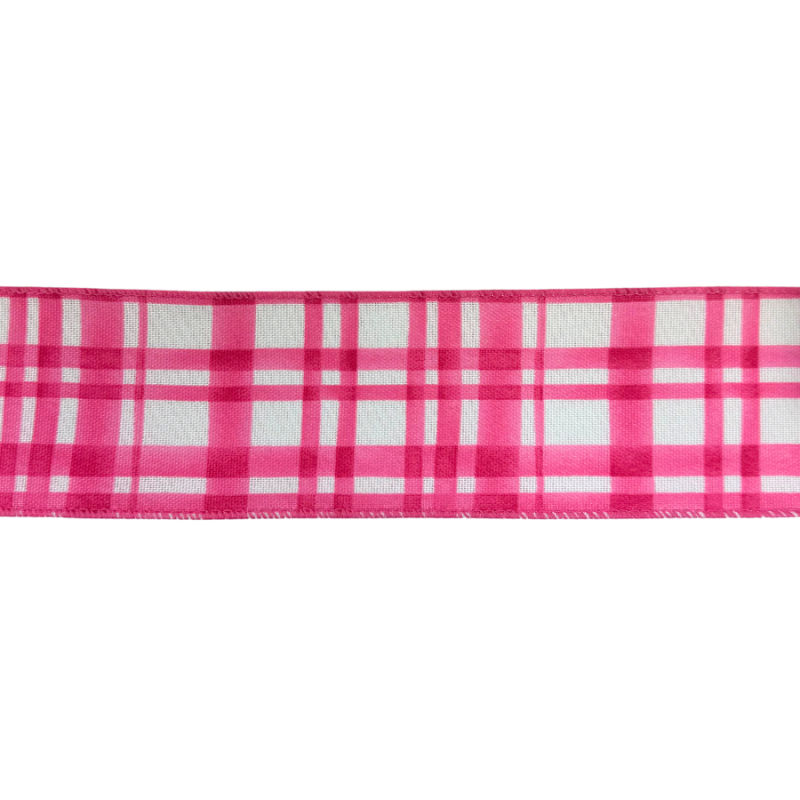 2.5" x10yd Gingham Ribbon- Hot Pink