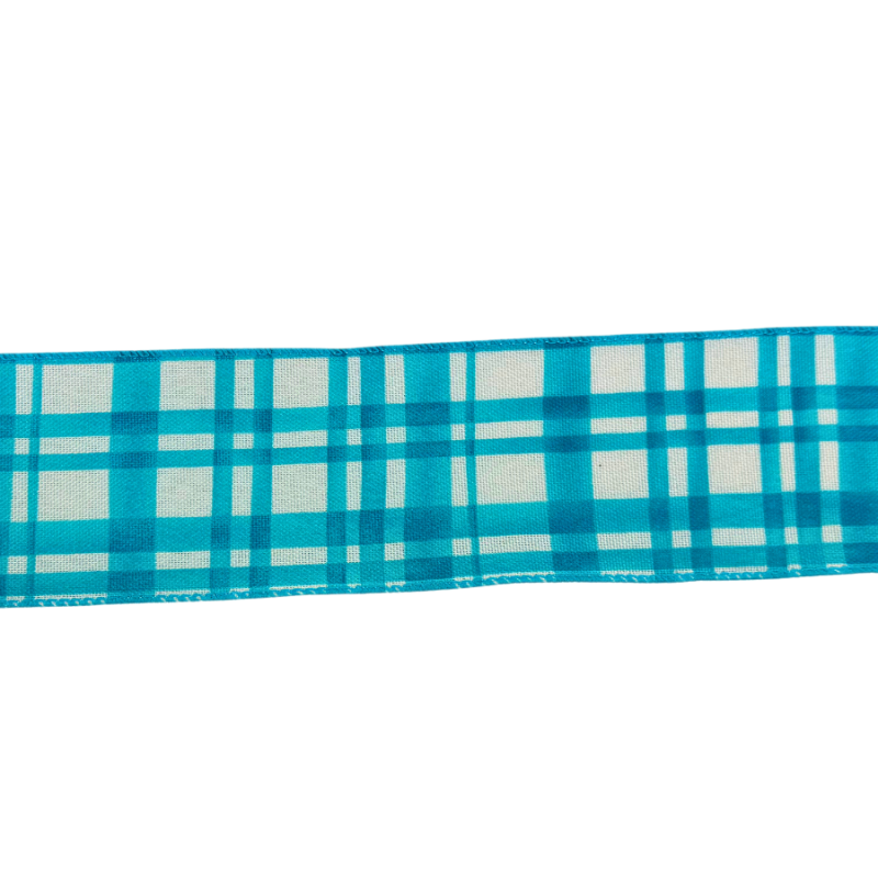 2.5" x 10yd Light Blue Plaid Ribbon