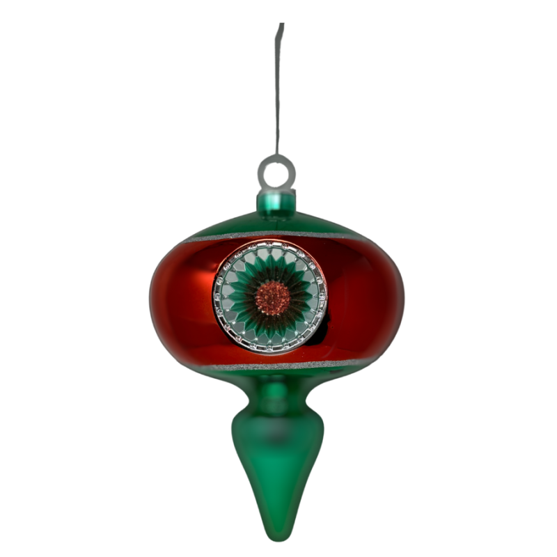 10" Shiny Retro Ornament- Red & Green