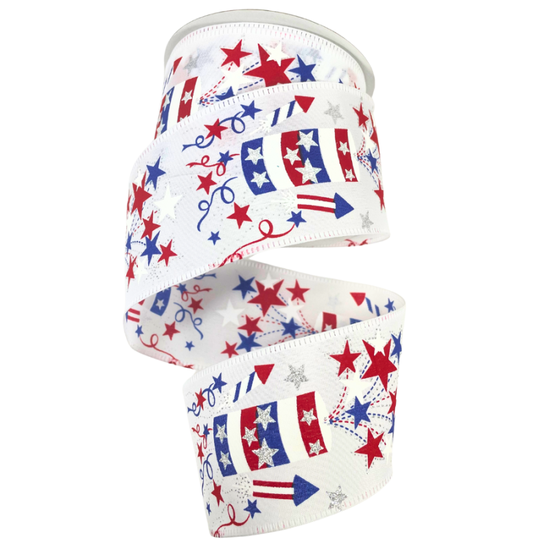 2.5" x 10yd Firework Fun Patriotic Ribbon