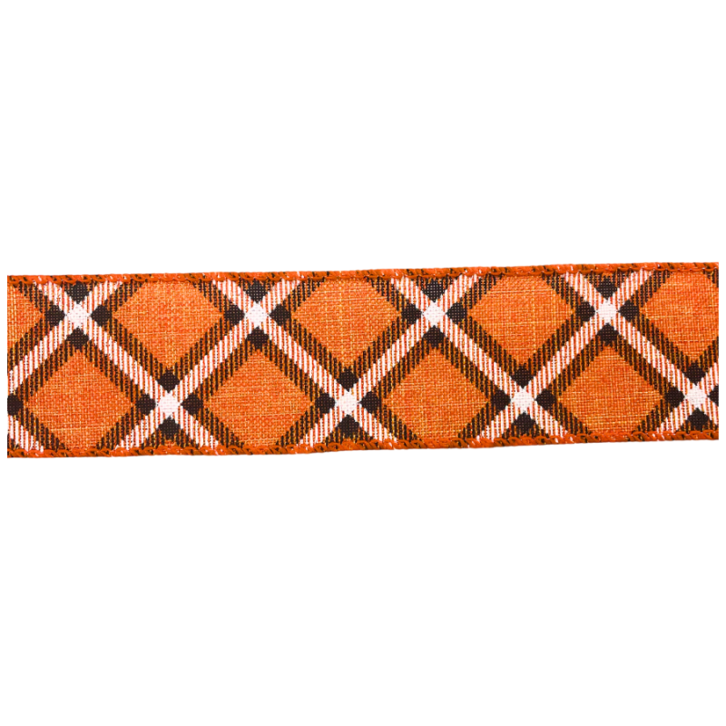 1.5" x 10yd Orange Plaid Ribbon