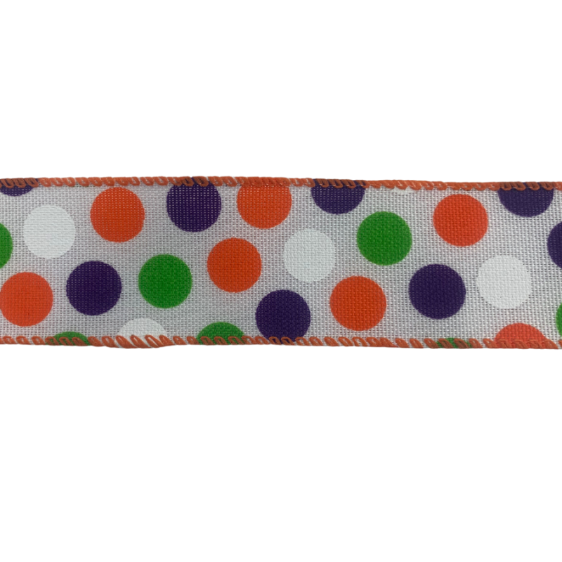 1.5" x 10yd Halloween Polka Dot Ribbon