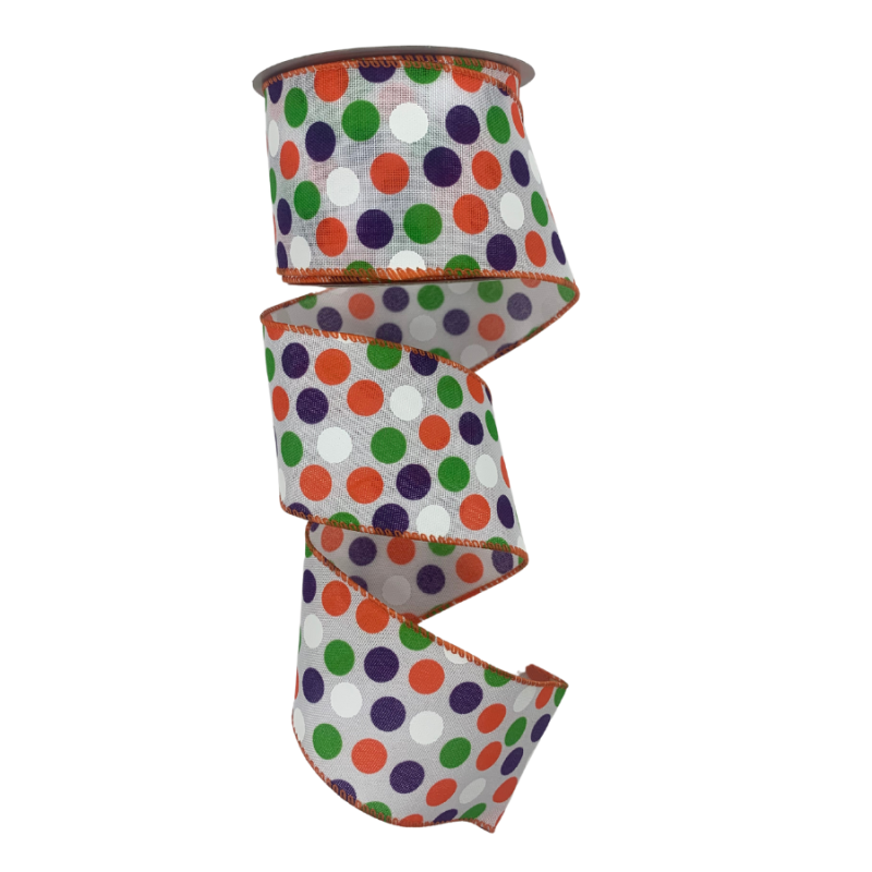 2.5" x 10yd Halloween Polka Dot Ribbon