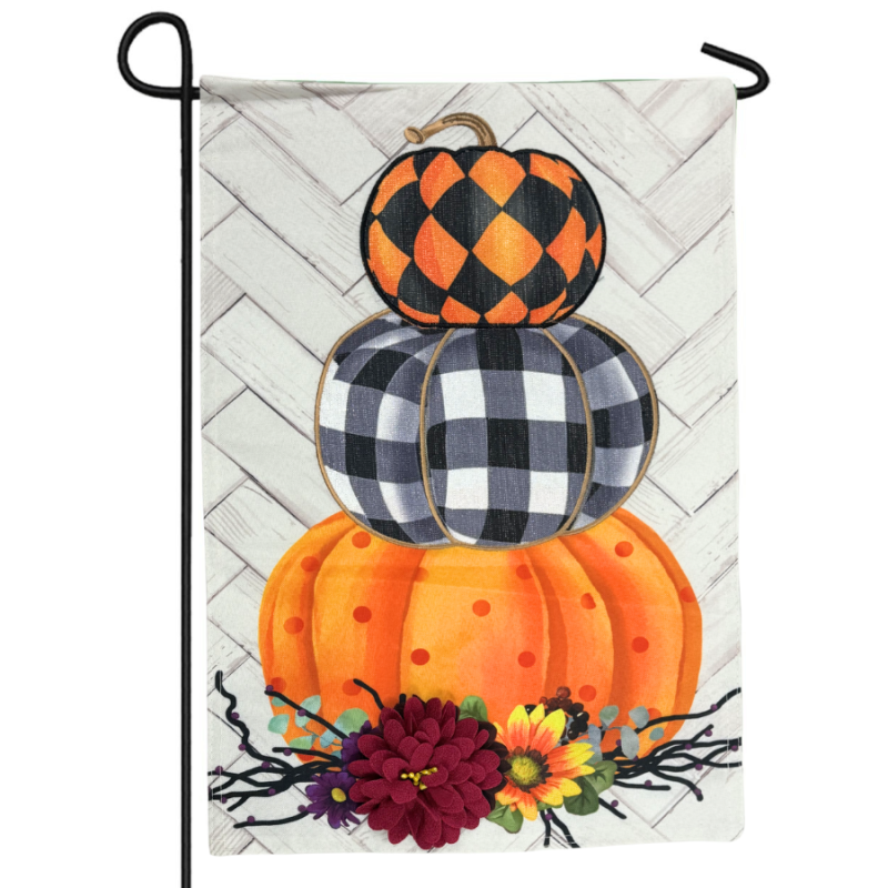 Haunted Stacked Pumpkins Garden Flag