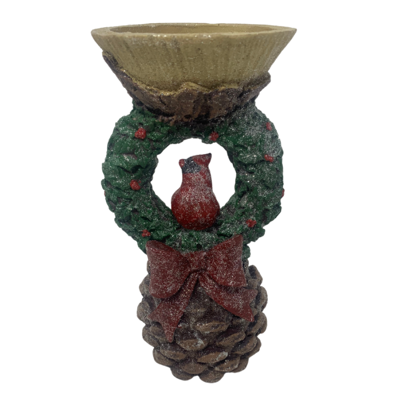 8" Christmas Cardial Candel Holder