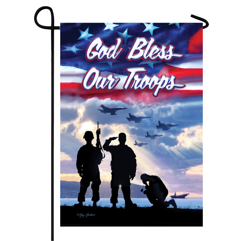 Bless Our Troops Garden Flag