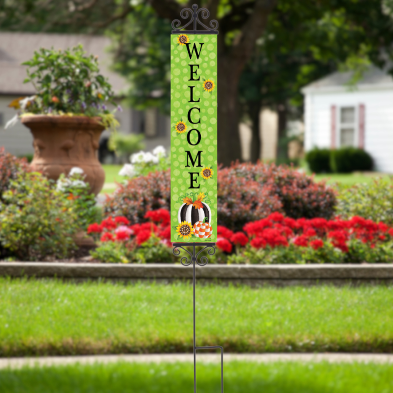 Stiped Pumpkin Yard Expression Sign