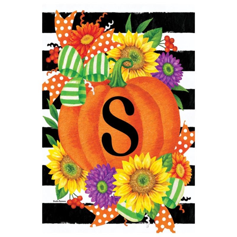 Pumpkin Splendor-Monogram Garden Flag-S