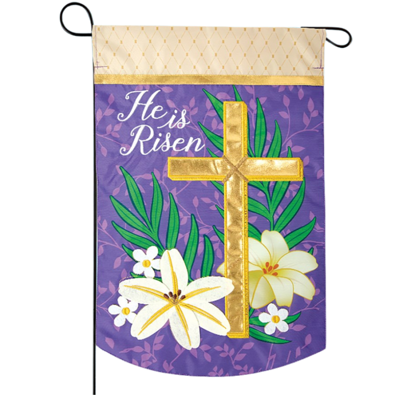 Gold Easter Cross Garden Flag