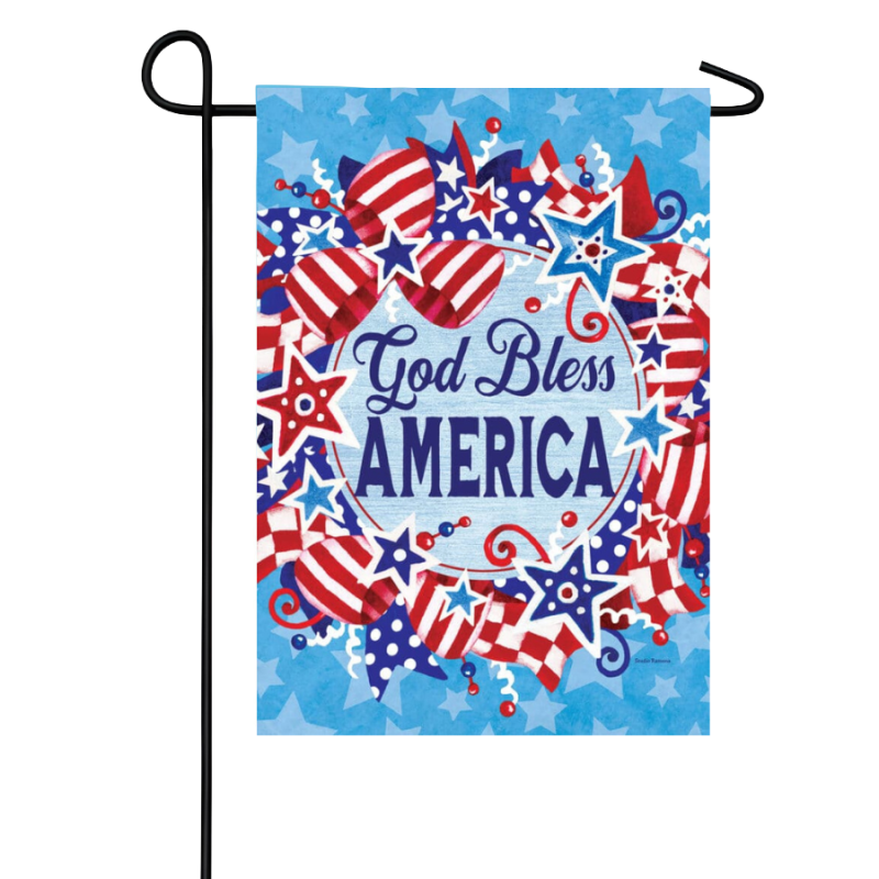 God Bless Wreath Garden Flag