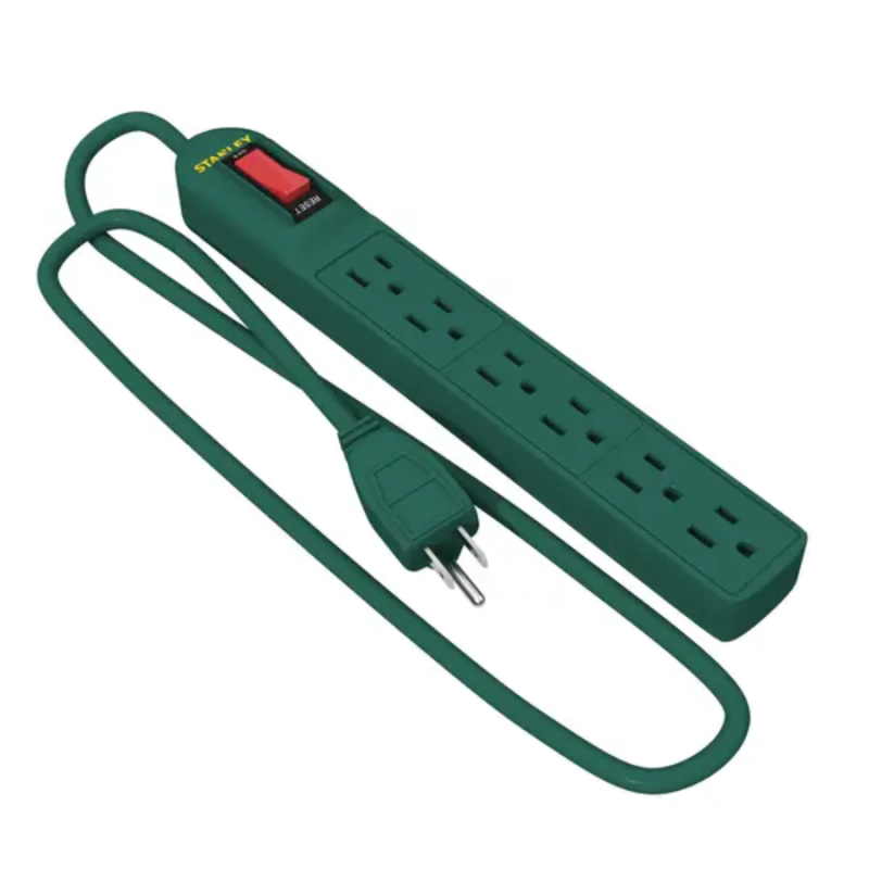 Stanley 2.5ft | 6-Outlet Power Strip - Green