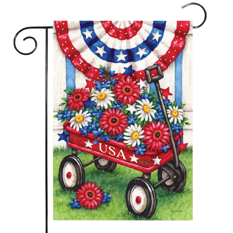 Patriotic Wagon Garden Flag