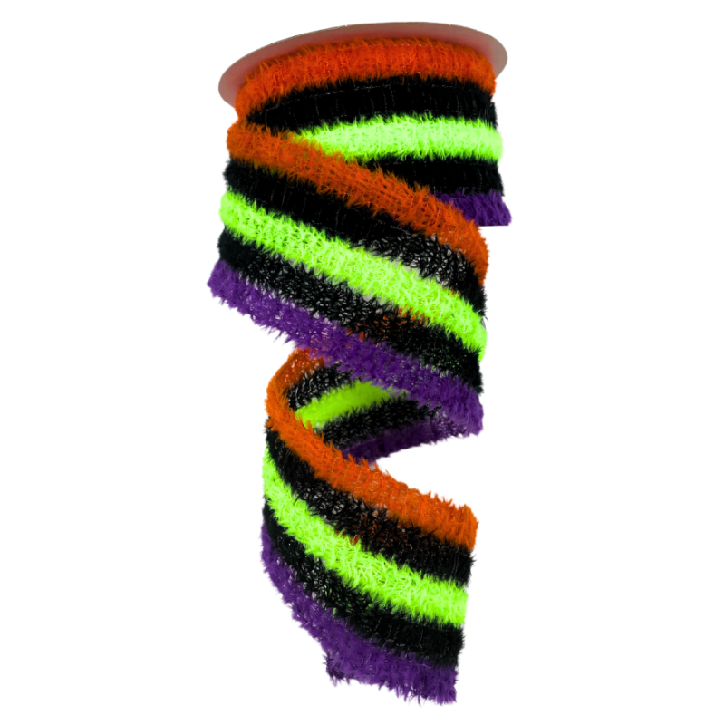 2.5" x 10yd Fuzzy Halloween Striped Ribbon