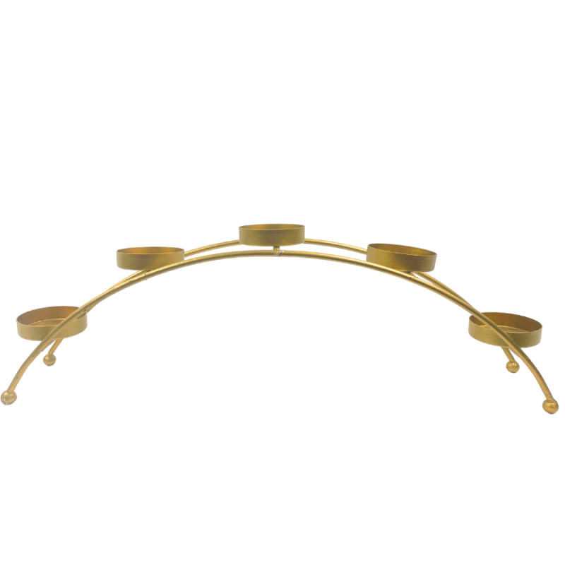 Gold Iron 5 Candle Arch Holder