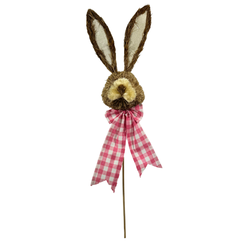 19" Bunny Head Pick w/ Pink Bow