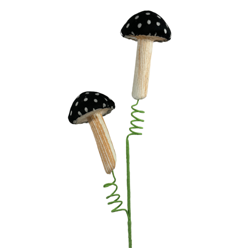 22" Polka Dot Mushroom Spray-Black