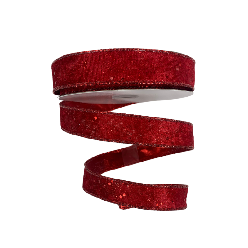 7/8" x 10yd Red Metallic Ribbon