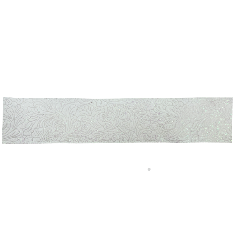 2.5" x 10yd White Embossed Ribbon with Sparkles