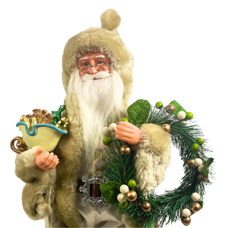 16" Santa w/ Wreath and Presents