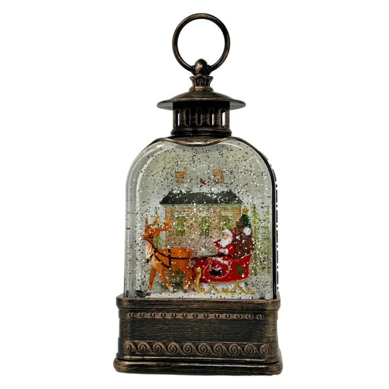 Christmas Glitter Lantern-Santa and Sleigh