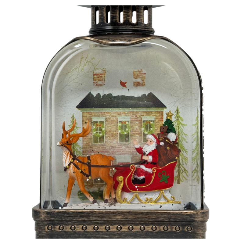 Christmas Glitter Lantern-Santa and Sleigh