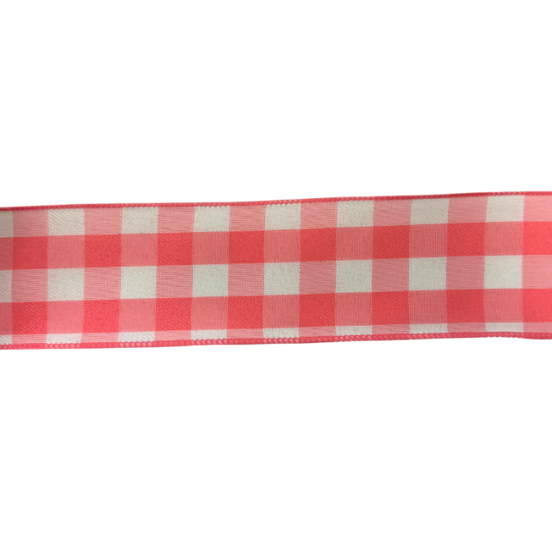 2.5" x10yd Gingham Ribbon- Peach