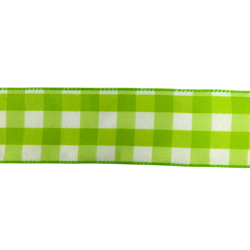 2.5" x10yd Gingham Ribbon- Light Green