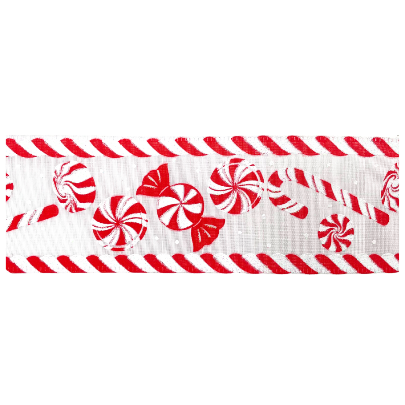 2.5" x 10yd Glitter Peppermint Candy Ribbon