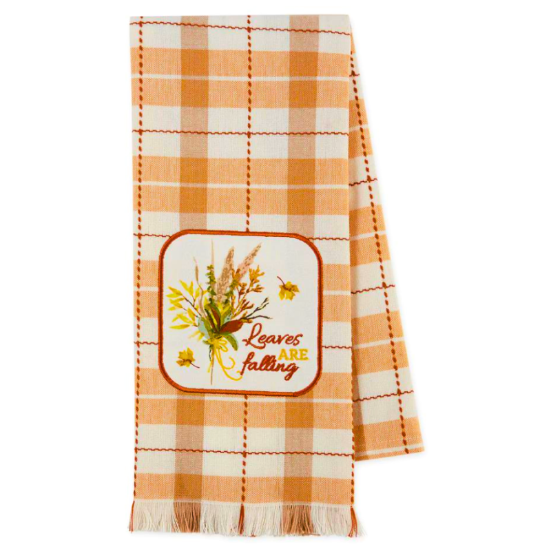 Leaves Are Falling Embellished Dishtowel