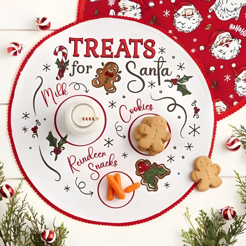 Cookies For Santa Embellished Round Dual Sided Placemat