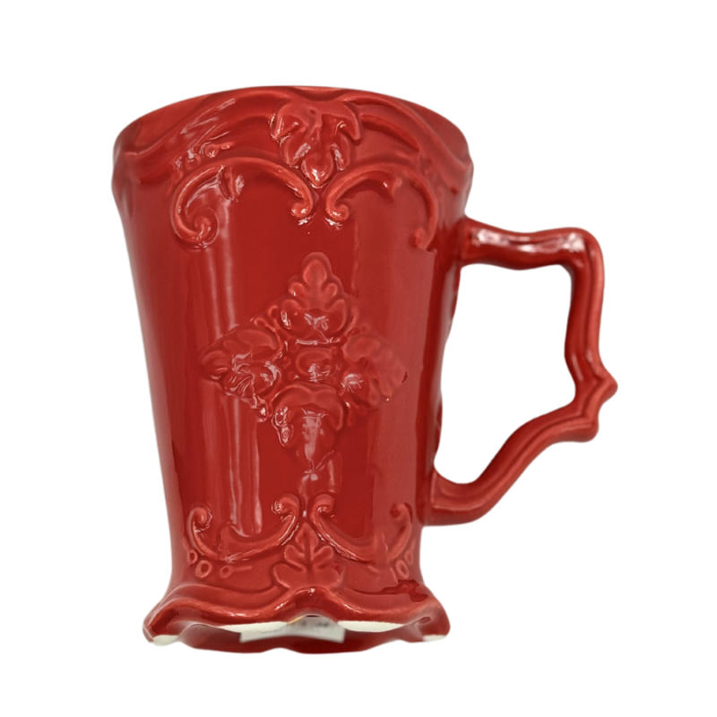 Red Embossed Ceramic Mug