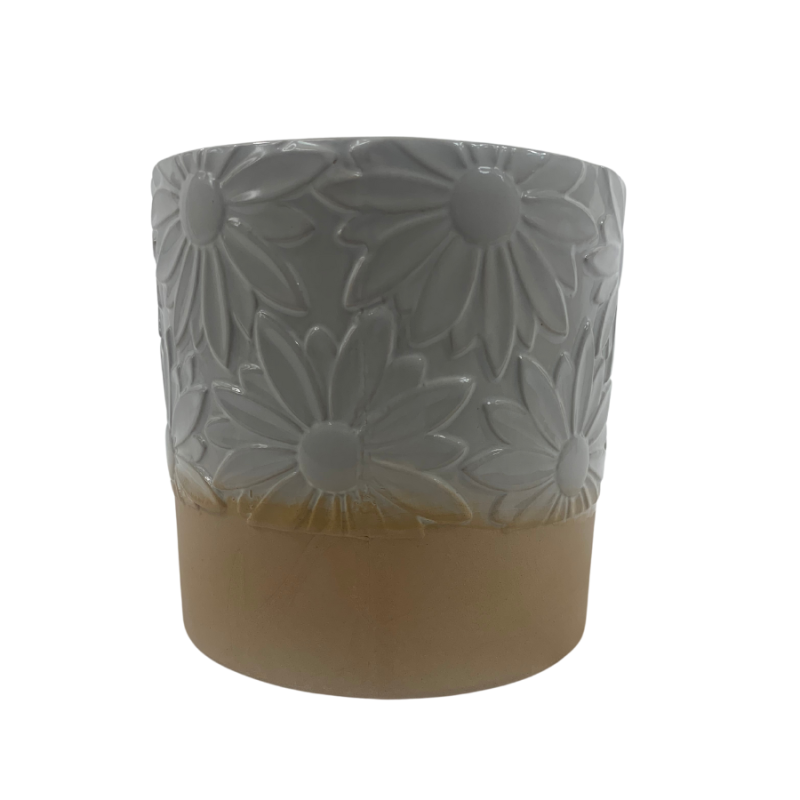 5" Ceramic Embossed Flower Planter