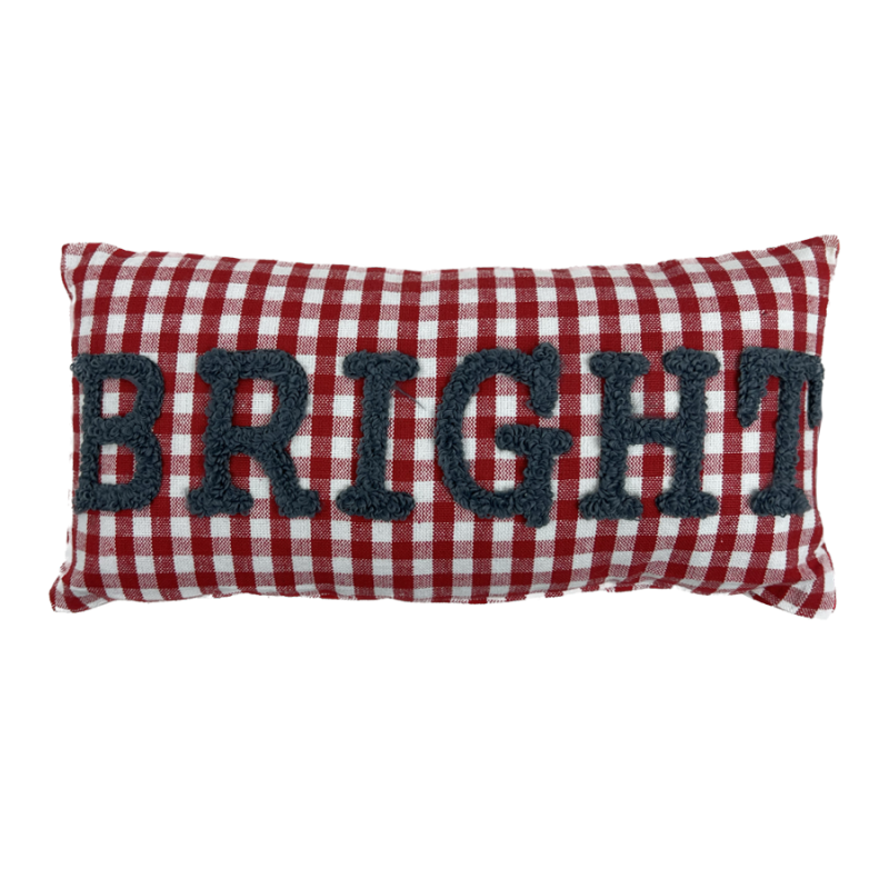 12" x 6" Red Plaid with Bright Pillow