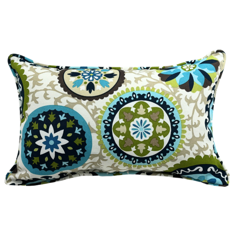 13" x 20" Suzani Aqua Outdoor Pillow