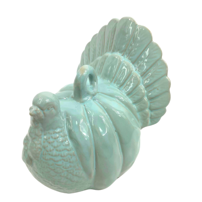 Turkey-Pumpkin Figurine - Blue